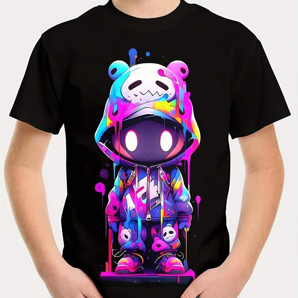 Anime Hoodie Boys Printed Comfortable T-Shirt for Boys, Short Sleeve Casual Top