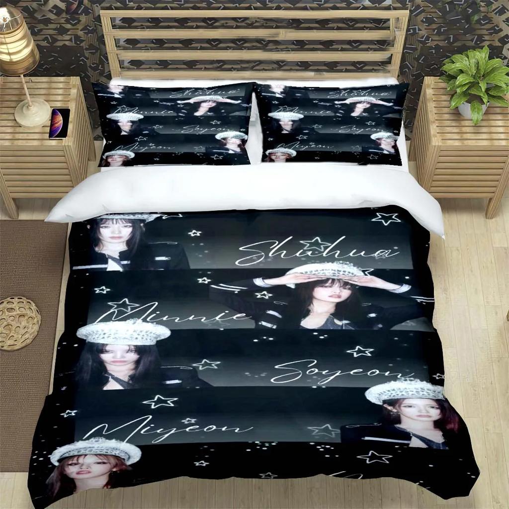 Корейская K-pop женская группа-Юци-СоёнМиён-Суин-Шухуа Принт Комплект постельного белья Пододеяльник Одеяло Кровать Молодежный Детский Девочка Мальчик Подарок