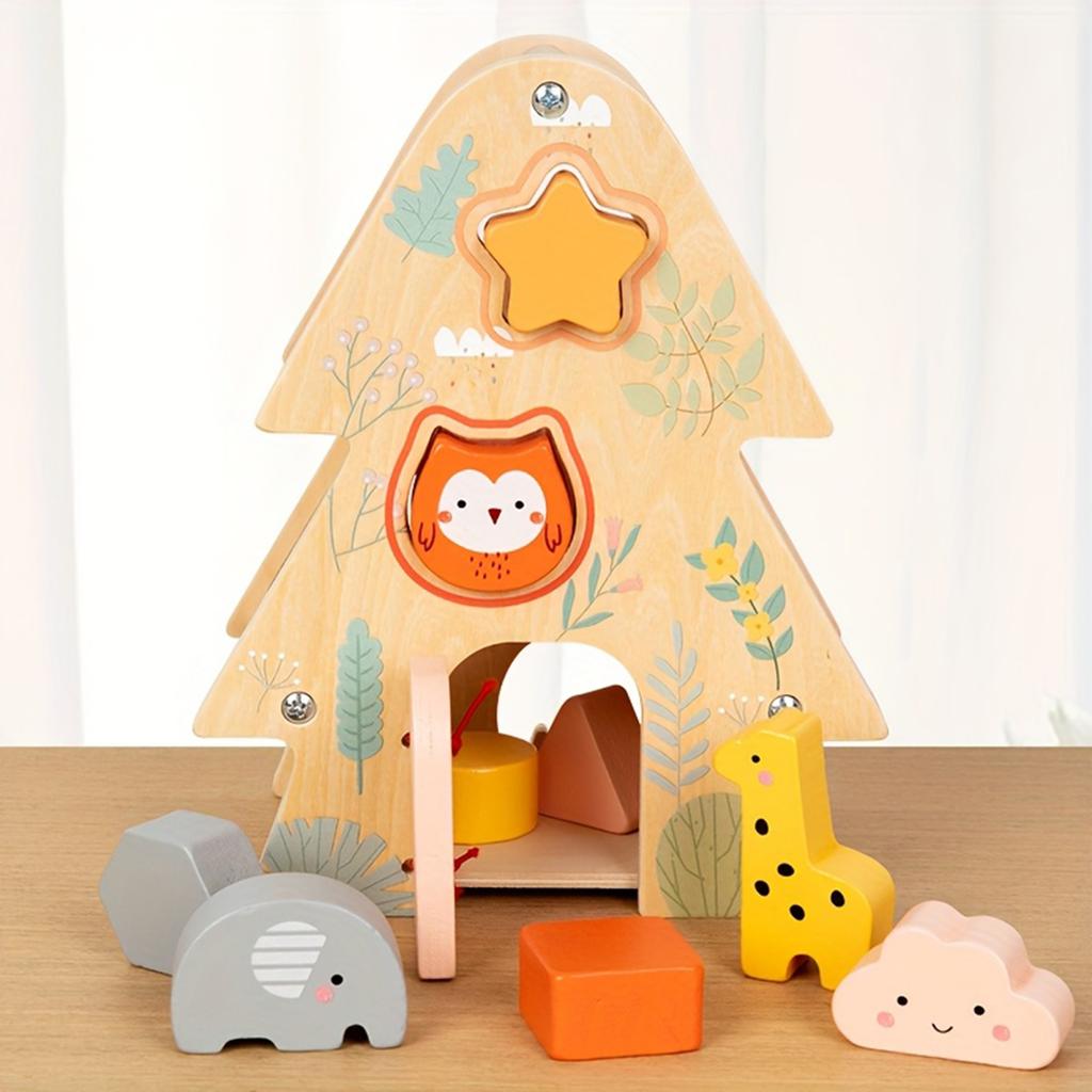 Детский деревянный домик Дерево мудрости, развивающий блок-пазл для мальчиков и девочек от трех лет и старше