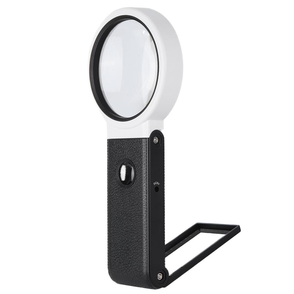 LED Magnifier ABS Handheld Magnifying Glass Foldable HD Lens for Observation and Electronic