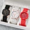 3 шт./набор Модные женские силиконовые часы Белый Красный Черный цвета Кварцевый набор часов