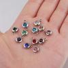 6.5mm Stainless Steel Birthstone Pendant - 12 Colors, DIY Jewelry Accessory