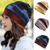 Unsiex Fall Winter Hat Striped Color Matching Elastic No Brim Regular Fit Baggy Ear Protection Anti-shrink Soft Decorative Hip Hop Women Men