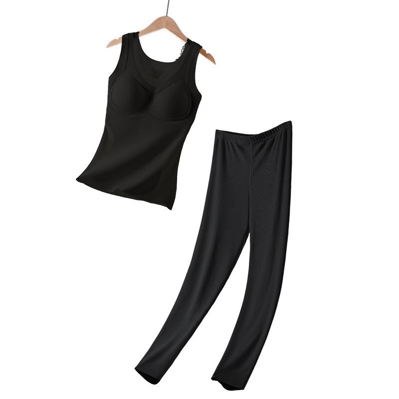 Lace Tila Cashmere Silk Vest: Brushed, Heat-Retaining Warm Fleece with Chest Pads for Women – Perfect for Autumn and Winter