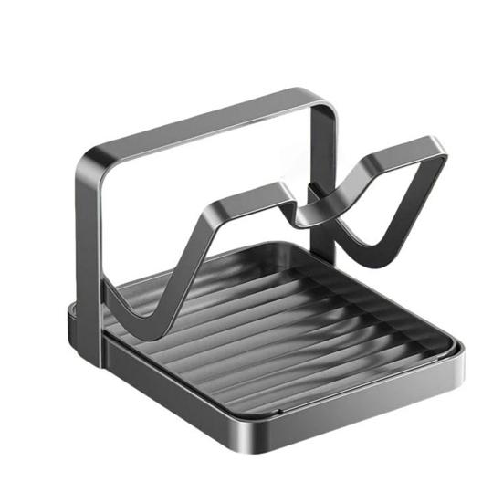 Держатель крышек для кастрюль на столешницу во время готовки, кухонный органайзер для крышек кастрюль с подставкой для ложки, стойка для хранения крышек сковородок из углеродистой стали с поддоном для капель для крышек кастрюль