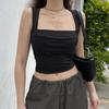 Folds Tanks for Women Solid Elegant Slim Sexy Harajuku Minimalist High Street Y2k Clothes Crop Tops Design