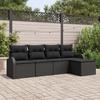 Set of 5 Pieces of Garden Sofas with Black Cushions In Poly Rattan, 2-Seater Garden Sofa with Storage & 3354672