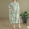 2025 Women Plus Size Spring Long Dress Loose Basic Printing Vintage Casual Floral Oversize Long Sleeve Maxi