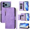 For iPhone 17 Pro Case Zipper Pocket Multiple Card Slots Leather Phone Cover