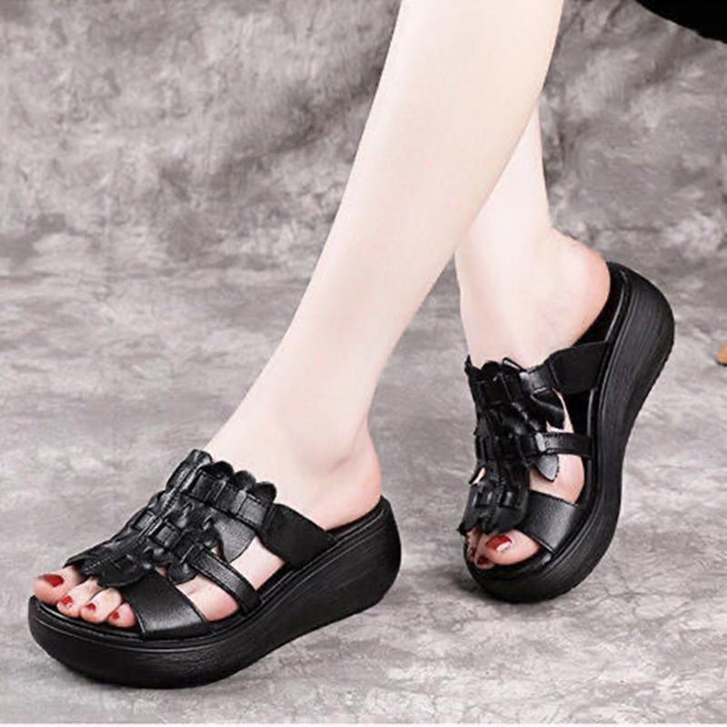 Comemore New 2024 Fish Mouth Gladiator Soft Pu Leather Luxury Summer Roman Shoes Platform Fashion Shoe Wedges Women Sandals 2024