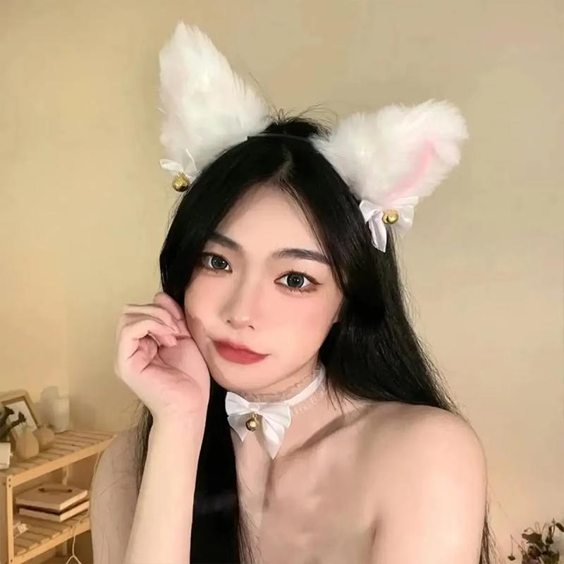Новый Ободок с Кошачьими Ушками и Бантом, Ожерелье, Зажим, Перчатки, Косплей, Плюшевый Колокольчик, Повязка на Голову, Женский, Девочка, Маскарадная Вечеринка, Головной Убор