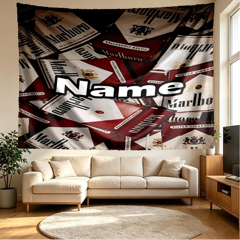 Custom Name Personalized Marlboro Print Tapestry, Wall Art Decor, Bedroom, Dorm, Apartment, LivingRoom, Party Backdrop, Gift for Birthday