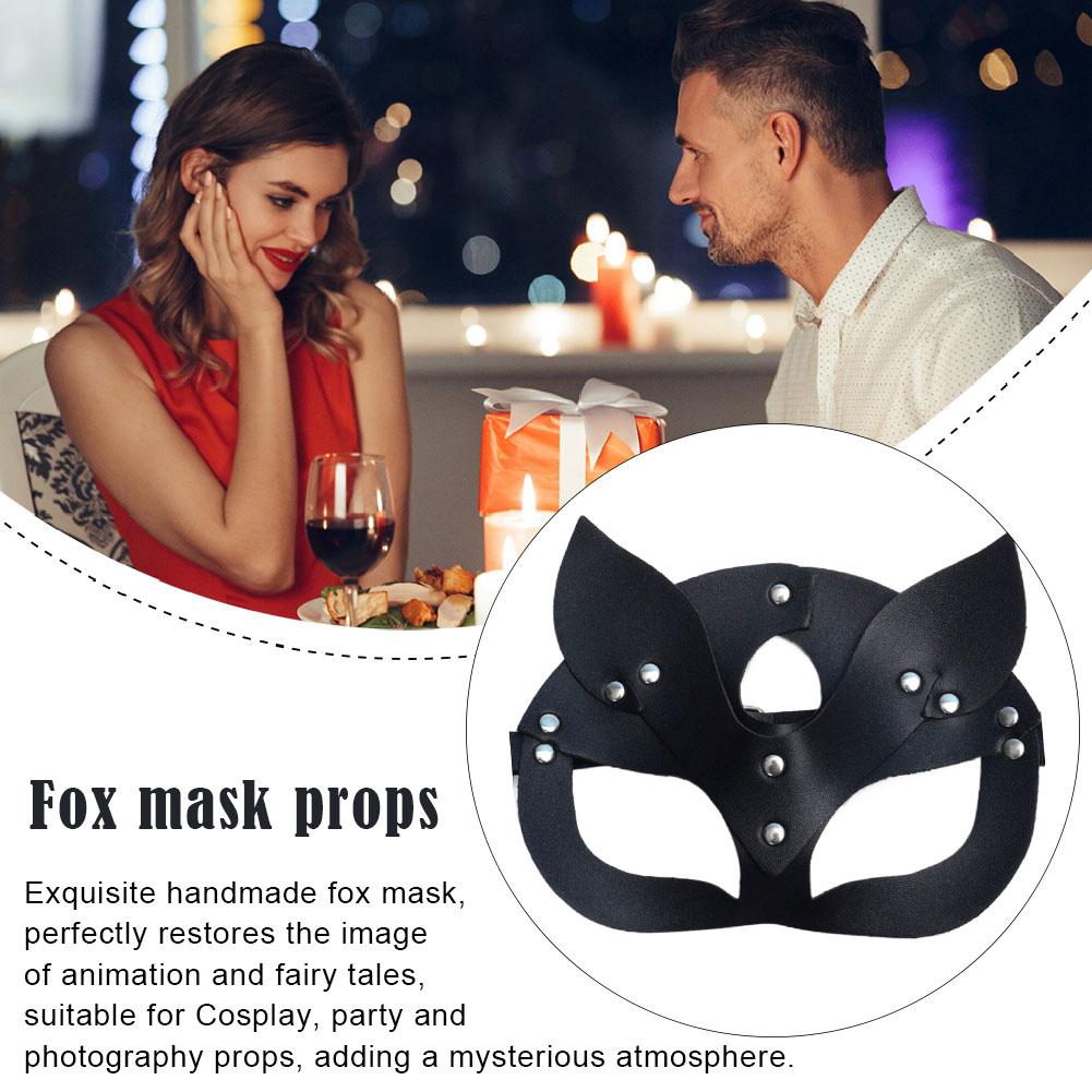 Черная кожаная маска на пол-лица Кошка Косплей для женщин Готика БДСМ Эротический аксессуар Сексуальный дизайн Удобная посадка для интимных игр