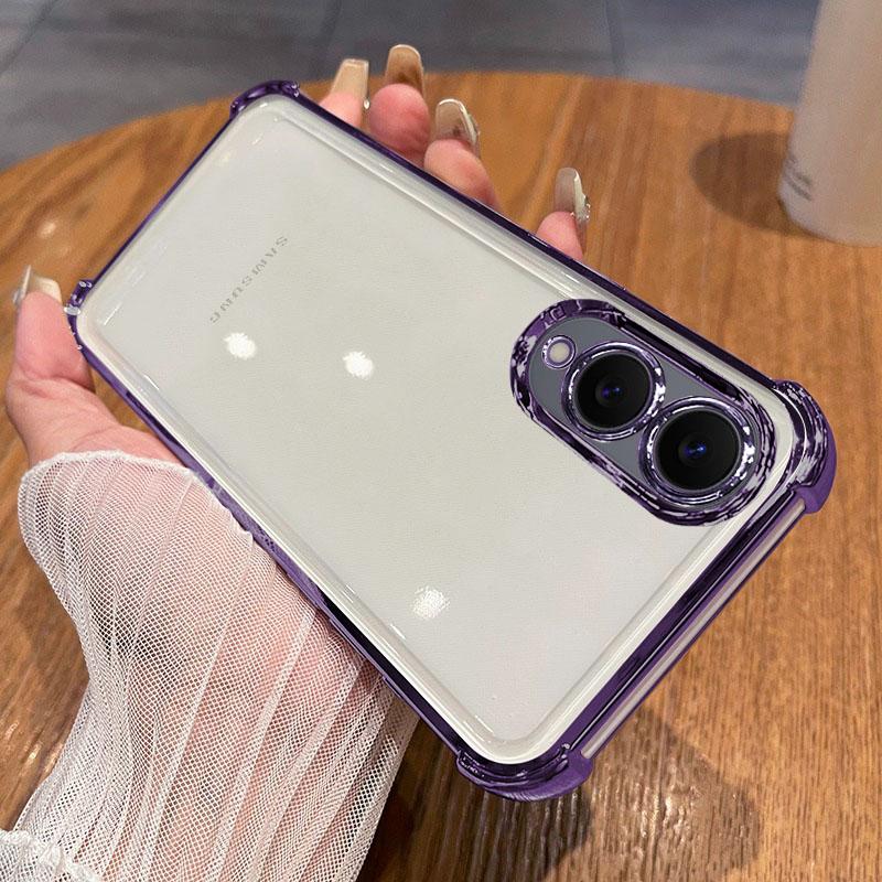 Luxury Plating Clear Shockproof Case For Samsung Galaxy S25 Edge S24 S23 S22 S21 Ultra Plus FE A55 Note 20 Silicone Soft Cover