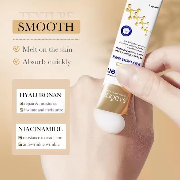 SADOER Коллагеновые ночные маски для лица - 20 шт. для увлажнения, осветления и укрепления