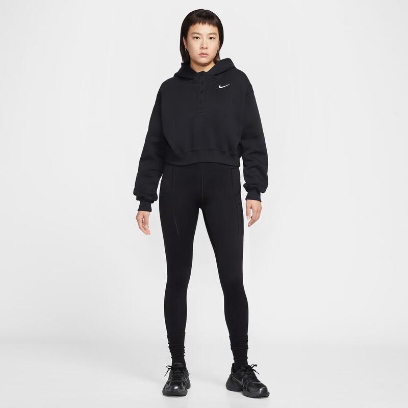 Nike Женская флисовая худи-хенли оверсайз укороченная 'Феникс'