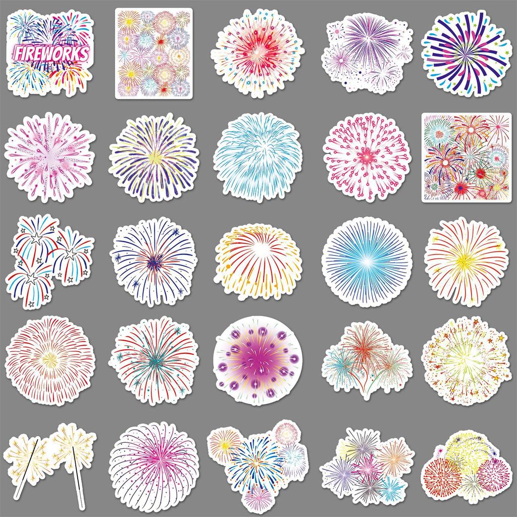 50 Fireworks Doodle Personality Cartoon Small Fresh Guka Children's DIY Mobile Suitcase Stickers Waterproof