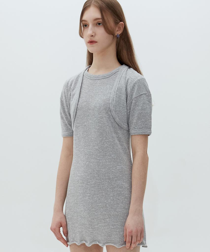 Match Glove Bolero Set Dress (Gray)