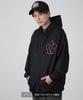 IMPROMES Hooded Sweatshirt [SIDEWAYSTANCE] Embroidered Flower Fleece Pullover Hoodie, Men's, Black