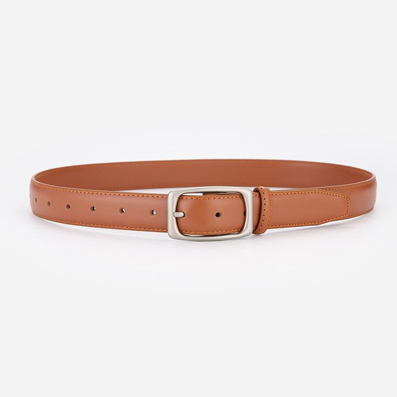Minimalist Leather Belt For Women And Men With Alloy Buckle For Casual And Office Wear