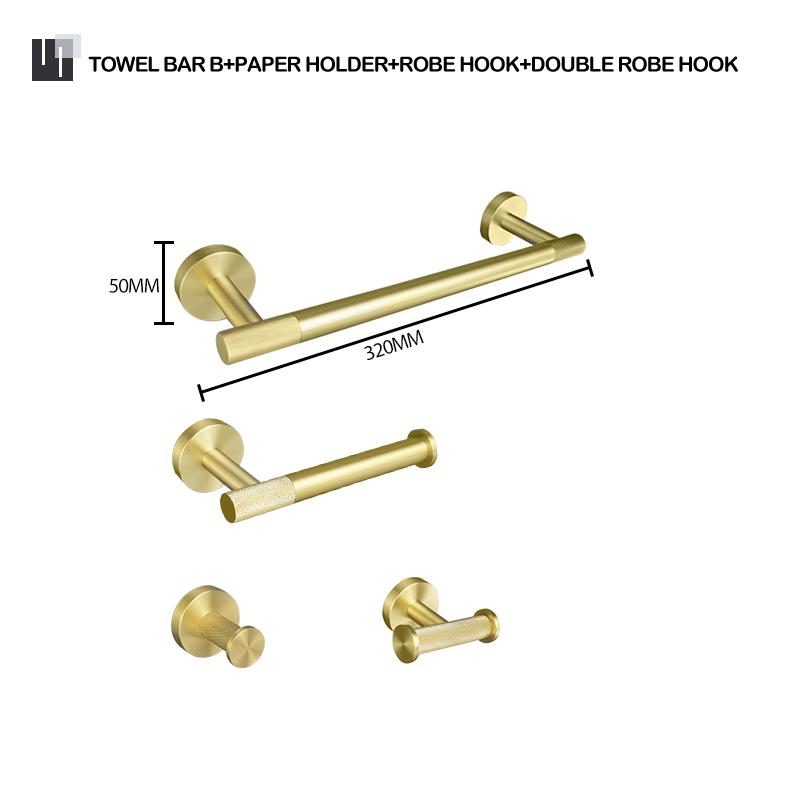Brushed Gold Stainless Steel Towel Bar Rack Toilet Paper Holder Towel Rack Hook Toilet Brush Bathroom Hardware Accessories