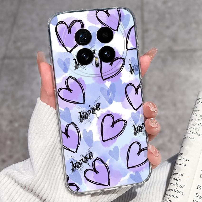 Для Huawei Honor Magic8 7 6 5 Pro Nova 12 Ultra 12i Чехол для телефона Красивый цветочный узор Прозрачный силиконовый Полностью защитный чехол Для корпуса Huawei