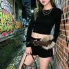 Rivet Furry Fur Belt PU Leather Plush Belt Vintage Y2K Waistband  Jeans Decor