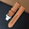 Качественный 24 мм светло-коричневый винтажный итальянский ремешок из натуральной кожи для PAM111 PAM441 PAM ремешок для часов с пряжкой-бабочкой Стильный ремень