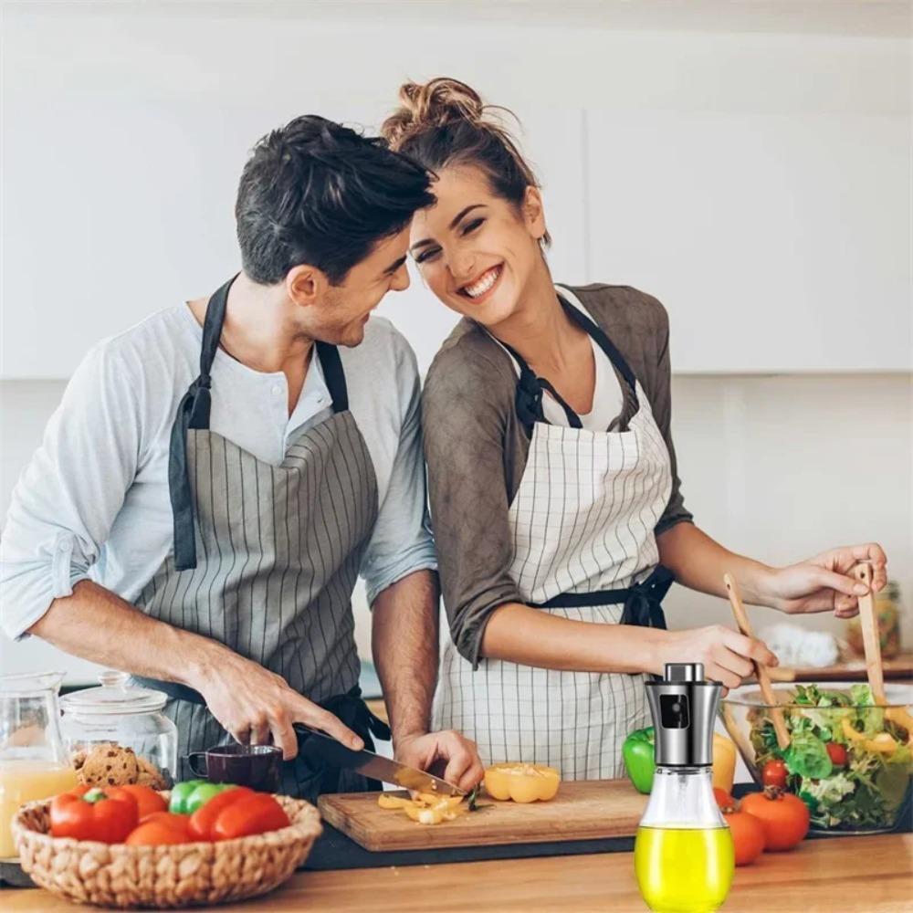 Hand Press Type BBQ Oil Spray Bottle 200ML Leakproof Glass Oil Sprayer Transparent Bottle Body Vinegar Bottle Baking