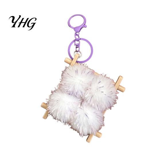 Decorative Bag Charm Fermented Bean Curd Plush Keychain, Fluffy Doufu with Keyring, Backpack Handbag Purse Decoration Accessories