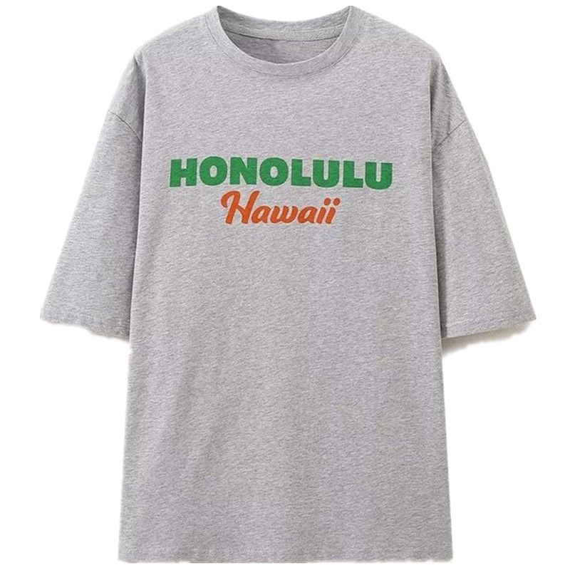 Fashion Style 2024 Autumn New Women's Clothing Casual Easiest for Match Printed round Neck Short Sleeve T-shirt 0085834