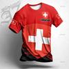 Швейцария Швейцария SUISSE Футбол Футболка Печать 3D Национальная Джерси Флаг Болельщик Тренировка Круглый вырез Унисекс Мужчины Женщины Спорт Короткий рукав Форма