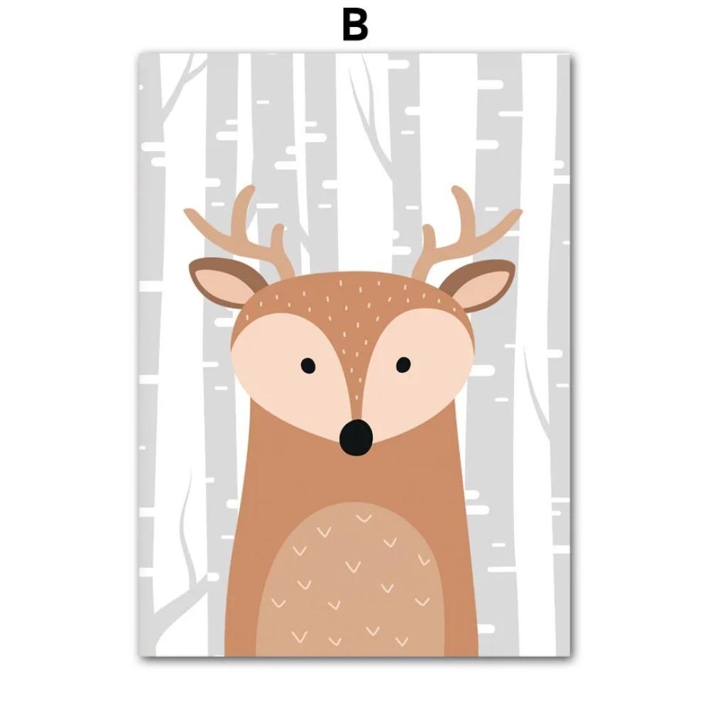 Животные джунглей Медведь Белка Енот Лиса Кролик Настенное искусство Холст Живопись Скандинавские Постеры и Принты Настенные картины Декор детской комнаты