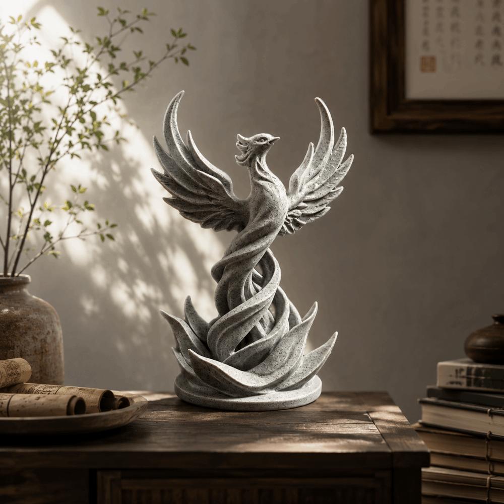 Creative Bird Statue Vintage Desktop Bird Ornaments Spiral Phoenix Sculpture Car Decor