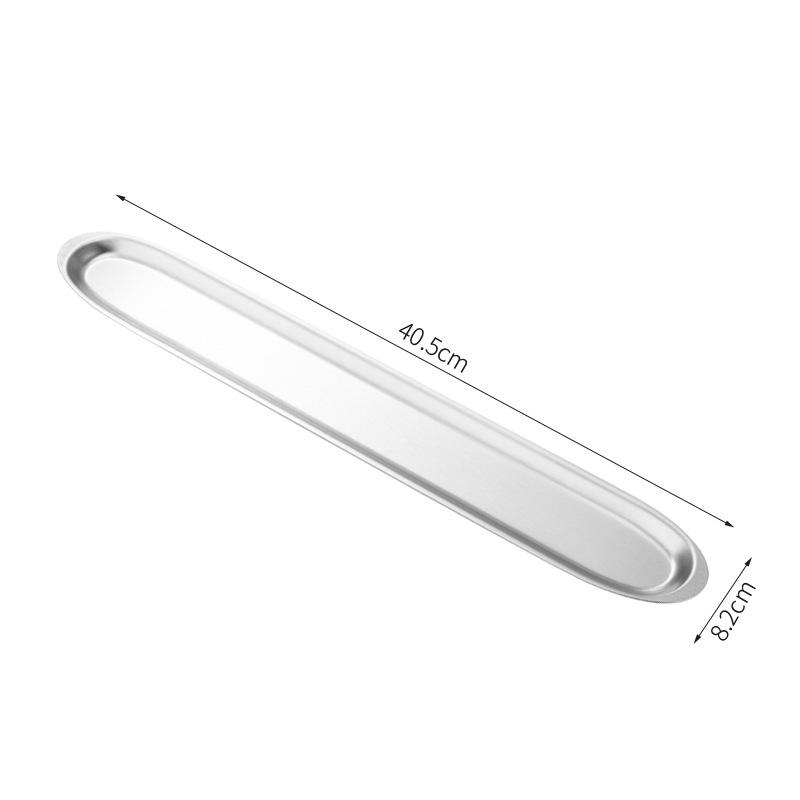 Утолщенный поднос для хранения продуктов из нержавеющей стали, овальные сервировочные тарелки, длинные говяжьи шарики, презентационные блюда для барбекю, кухонные принадлежности