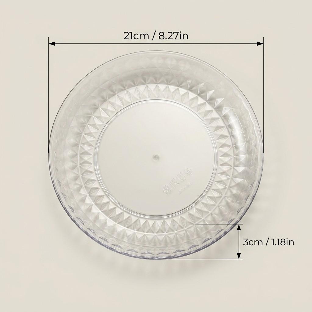 Reusable Plastic Plates Amber PET Dessert Appetizer Serving Dishes Kitchen Tableware Stackable Snack Food Fruit Platter Picnic