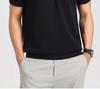 [Containing Mulberry Silk] Langdeng Men's Summer Smooth, Breathable, Skin friendly, Delicate Silk Blended Half Zipper Henley Neck T-shirt
