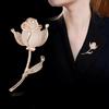 High-End Opal Rose Brooch Women'S Luxury Temperament Women'S Personalized Rhinestone Alloy Brooch Jewelry