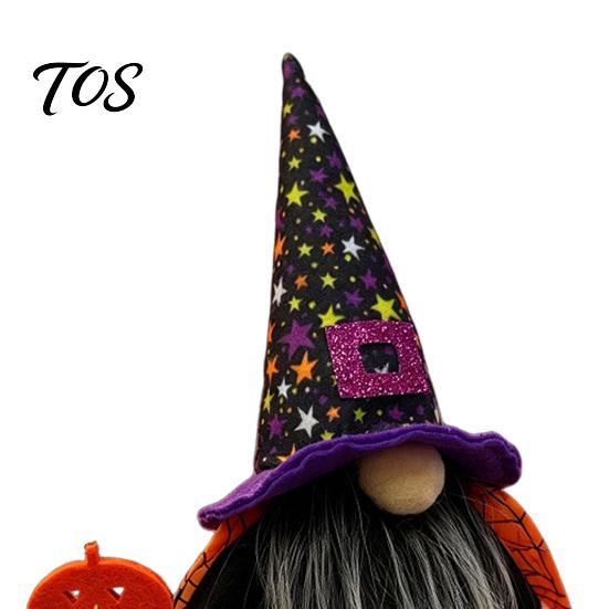 Unique Halloween Present Ideas Gnome Decoration, Witch Swedish Tomte Ornament, Plush Purple Black Ornaments Scandinavian Elf Dwarf for Party