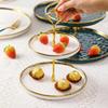 2 Tier Cupcake Stand Ceramic Elegant Dessert Plates Stand Serving Tray Containers for Cookies Birthday Home Dinner Wedding