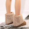 Shoes for Women New Slip On Women's Boots Winter Round Toe Solid Flock Plush Warm Mid Heel Water Proof Casual Snow Boots