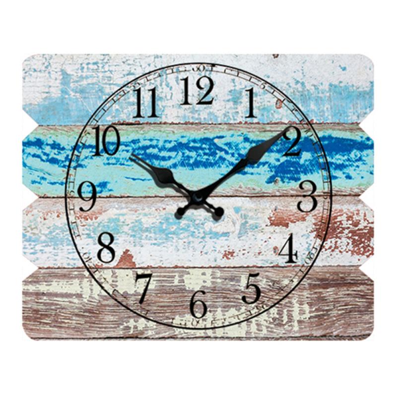 Rectangular Wooden Wall Clock Silent Non-ticking For Home Kitchen Living Room Bedroom Office Decor