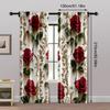 2pcs, Upscale Curtains 2D Print Red Roses & Golden Floral Pattern Polyester Woven (without Rod) All Seasons for Bedroom and