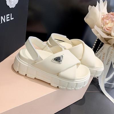 Женские сандалии на платформе, летняя новая модная универсальная обувь на липучке в сказочном стиле, пляжная обувь