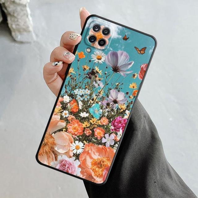 Чехол для Samsung Galaxy A70 A70s A50 A30s A04s A20s A20e A02 A02s A03 A42 M52 M31 M04, чехол с розой, тюльпаном, зелеными побегами, цветами