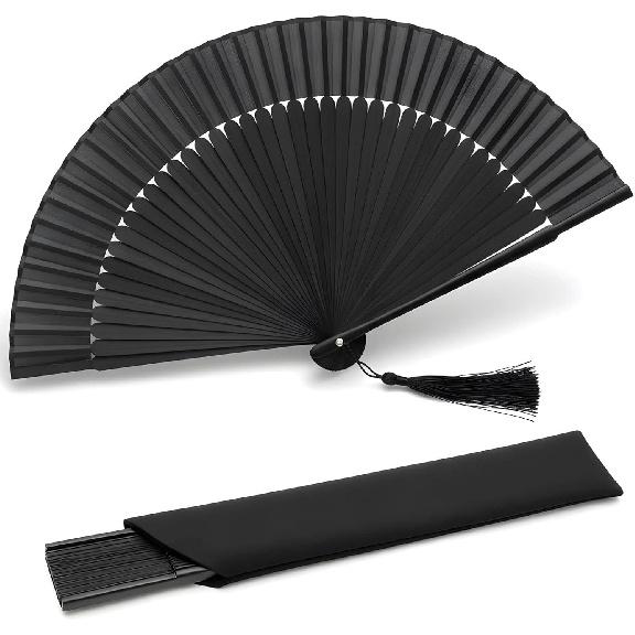 Складной веер Lysa для женщин - Портативный складной японский китайский веер - для приливов жара, охлаждения летом, фестивалей, церкви, танцев (Черный Красный)