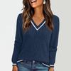 Женские свитера с длинным рукавом и V-образным вырезом, осенние мягкие легкие вязаные приталенные топы