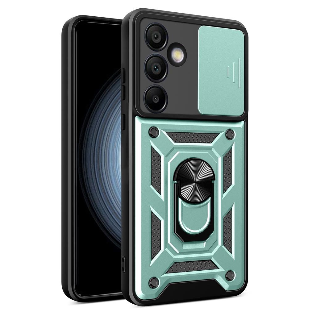 AMORUS Чехол для Samsung Galaxy S24 FE с подставкой, PC+TPU, чехол для телефона со сдвижной шторкой для камеры