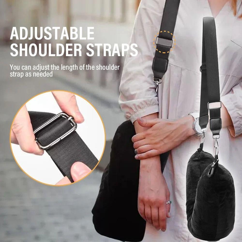 Extra Luggage Neck Pillow Storage Bag Velvet U-Shapes Pillow Travel Essentials