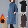 Повседневное платье больших размеров, морозостойкое выше колена, простое осенне-зимнее плотное повседневное платье, уличная одежда